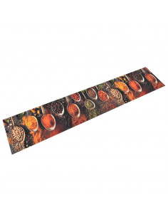 Tappeto da Cucina Lavabile Cucchiai e Spezie 60x300 cm Velluto