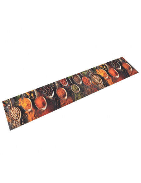 Tappeto da Cucina Lavabile Cucchiai e Spezie 60x300 cm Velluto