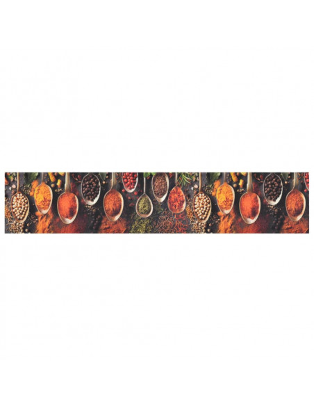 Tappeto da Cucina Lavabile Cucchiai e Spezie 60x300 cm Velluto