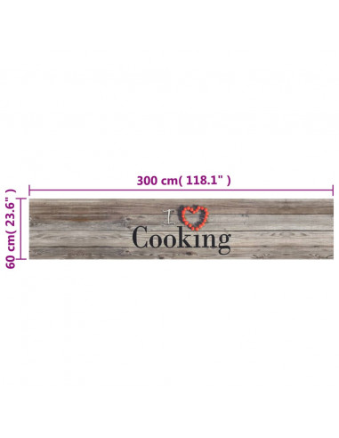 Tappeto da Cucina Lavabile Grigio Cucinare 60x300 cm Velluto