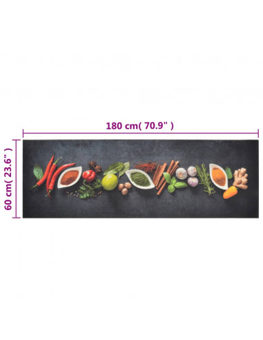 Tappeto da Cucina Lavabile Spezie 60x180 cm Velluto
