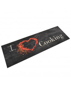 Tappeto da Cucina Lavabile Nero Cucinare 60x180 cm Velluto