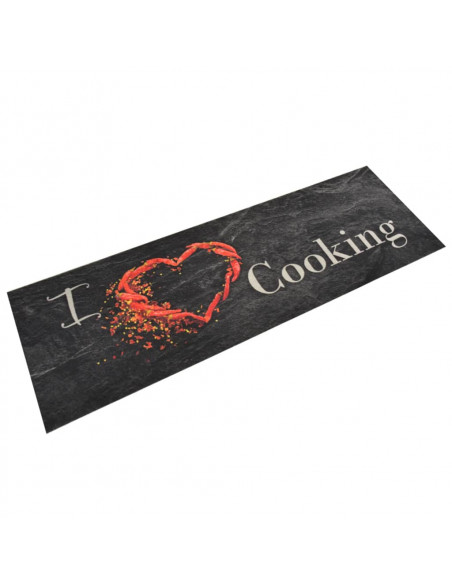 Tappeto da Cucina Lavabile Nero Cucinare 60x180 cm Velluto