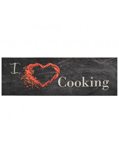 Tappeto da Cucina Lavabile Nero Cucinare 60x180 cm Velluto