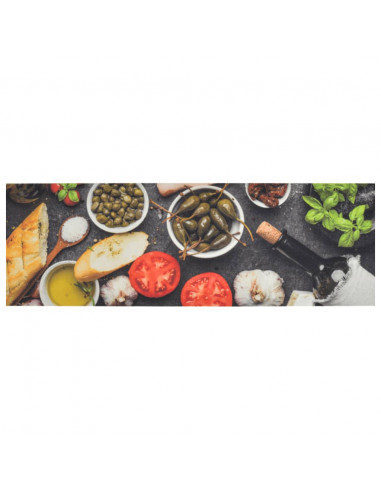 Tappeto da Cucina Lavabile Vino e Cena 60x180 cm Velluto