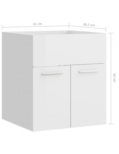 Set Mobili da Bagno 2 pz Bianco Lucido in Legno Multistrato