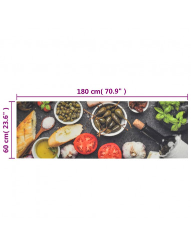 Tappeto da Cucina Lavabile Vino e Cena 60x180 cm Velluto