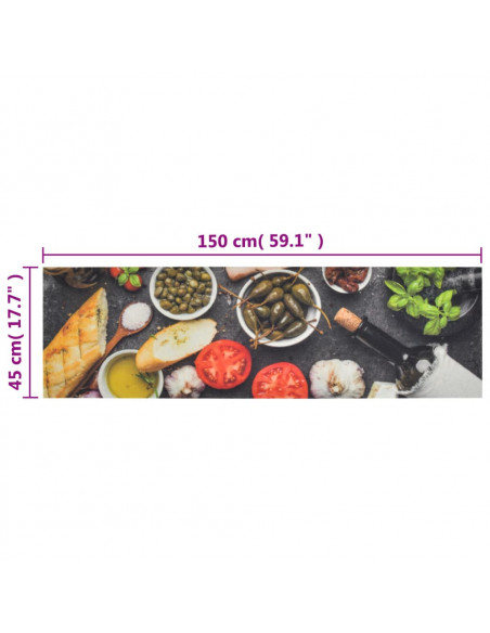 Tappeto da Cucina Lavabile Vino e Cena 45x150 cm Velluto