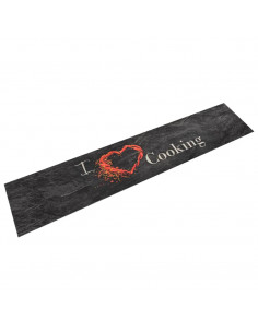 Tappeto da Cucina Lavabile Nero Cucinare 60x300 cm Velluto
