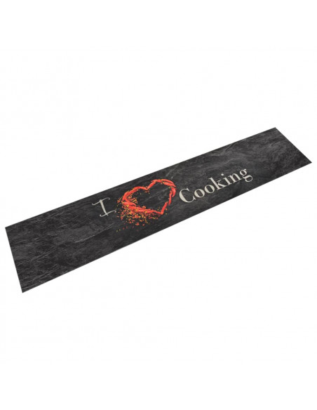 Tappeto da Cucina Lavabile Nero Cucinare 60x300 cm Velluto