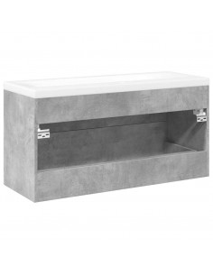 Set Mobili da Bagno 2 pz Grigio Cemento in Legno Multistrato