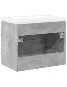 Set Mobili da Bagno 2 pz Grigio Cemento in Legno Multistrato 2