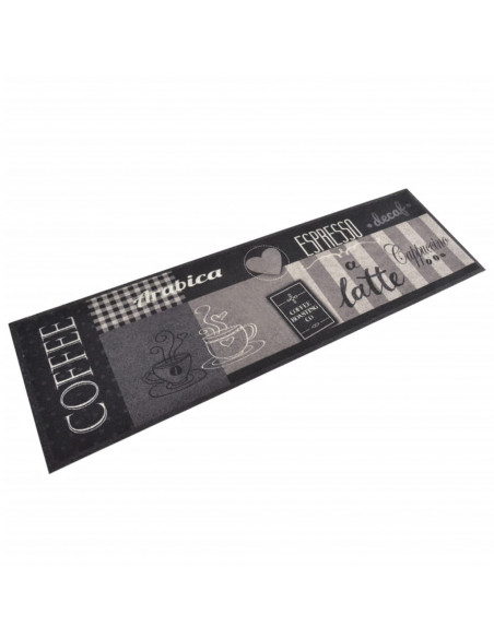 Tappeto da Cucina Lavabile Nero Caffè 45x150 cm Velluto
