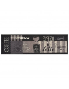 Tappeto da Cucina Lavabile Nero Caffè 45x150 cm Velluto 2