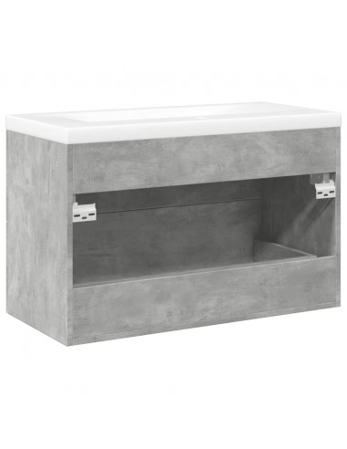 Set Mobili da Bagno 2 pz Grigio Cemento in Legno Multistrato