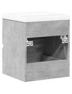 Set Mobili da Bagno 2 pz Grigio Cemento in Legno Multistrato