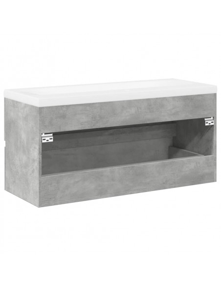 Set Mobili da Bagno 2 pz Grigio Cemento in Legno Multistrato