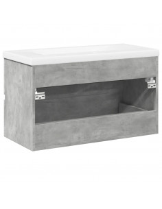 Set Mobili da Bagno 2 pz Grigio Cemento in Legno Multistrato