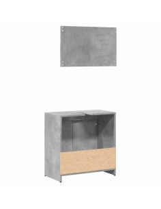 Set Mobili da Bagno 2 pz Grigio Cemento in Legno Multistrato