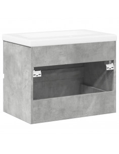 Set Mobili da Bagno 2 pz Grigio Cemento in Legno Multistrato