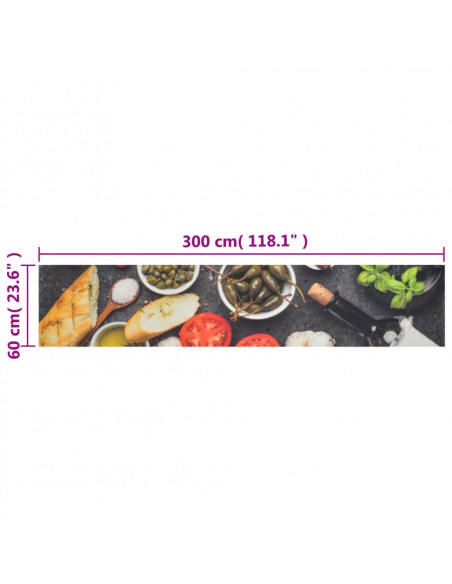 Tappeto da Cucina Lavabile Vino e Cena 60x300 cm Velluto