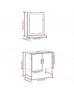 Set Mobili da Bagno 2 pz Grigio Sonoma in Legno Multistrato