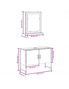 Set Mobili da Bagno 2 pz Grigio Sonoma in Legno Multistrato