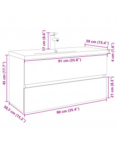 Set Mobili da Bagno 2 pz in Ceramica e Legno Multistrato