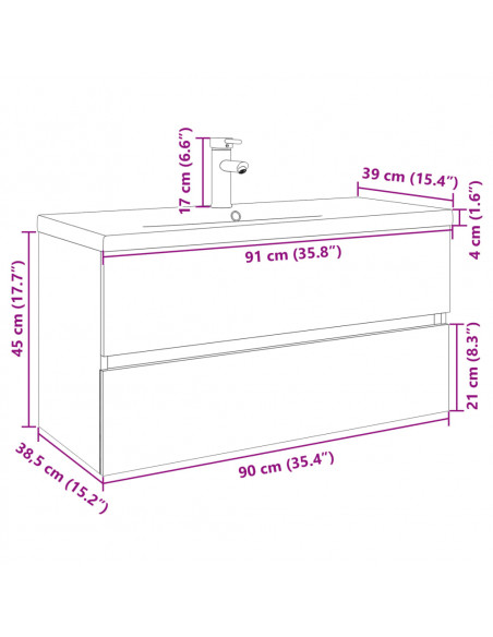 Set Mobili da Bagno 2 pz in Ceramica e Legno Multistrato