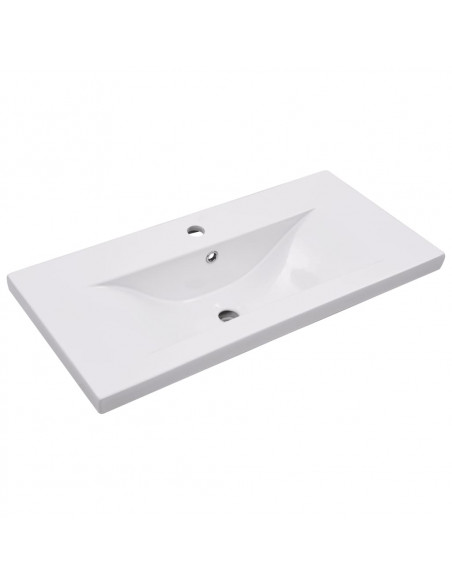 Set Mobili da Bagno 2 pz in Ceramica e Legno Multistrato