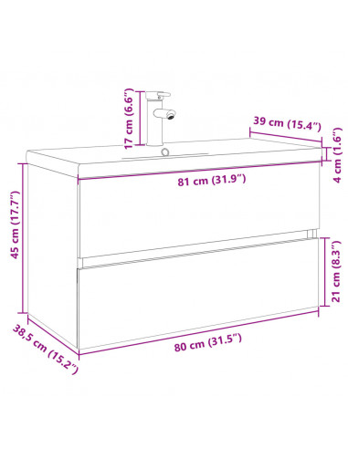 Set Mobili da Bagno 2 pz in Ceramica e Legno Multistrato
