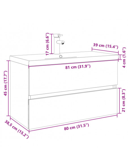 Set Mobili da Bagno 2 pz in Ceramica e Legno Multistrato