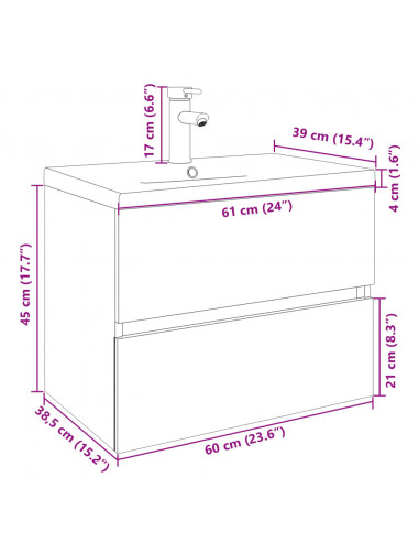 Set Mobili da Bagno 2 pz in Ceramica e Legno Multistrato