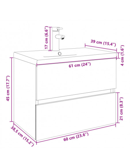 Set Mobili da Bagno 2 pz in Ceramica e Legno Multistrato