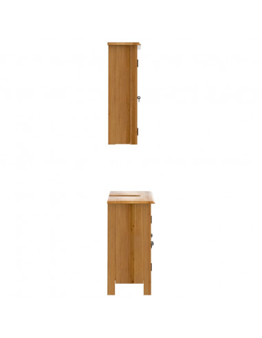 Set Mobili da Bagno 2 pz in Legno Massello di Pino