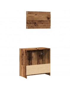 Set Mobili da Bagno 2 pz Legno Antico in Legno Multistrato 2