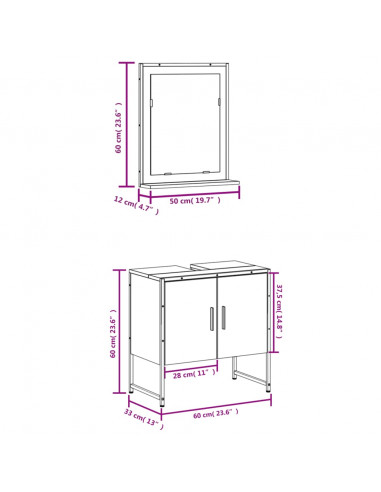 Set Mobili da Bagno 2 pz Nero in Legno Multistrato
