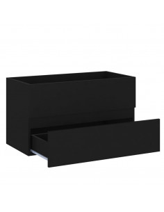 Set Mobili da Bagno 2 pz Nero in Legno Multistrato 2