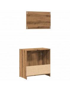 Set Mobili da Bagno 2 pz Rovere Artigianale Legno Multistrato