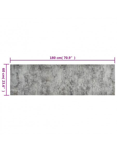 Tappeto da Cucina Lavabile Beton 60x180 cm Velluto