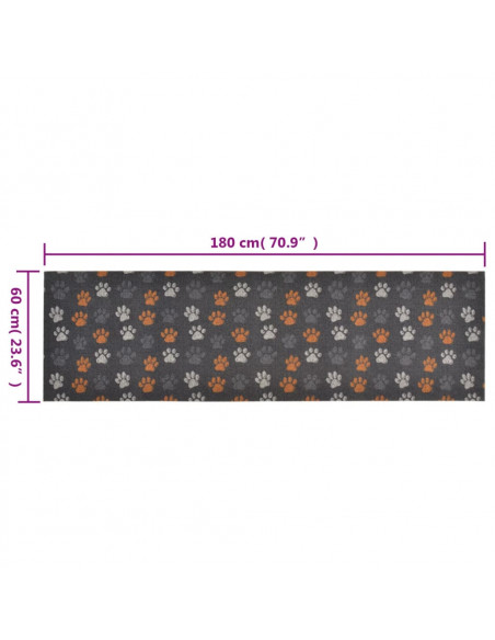 Tappeto da Cucina Lavabile Zampe 60x180 cm Velluto