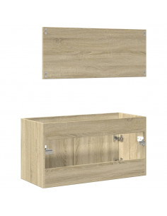 Set Mobili da Bagno 2 pz Rovere Sonoma in Legno Multistrato 2