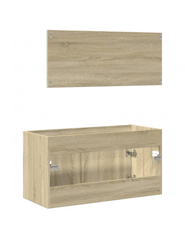 Set Mobili da Bagno 2 pz Rovere Sonoma in Legno Multistrato