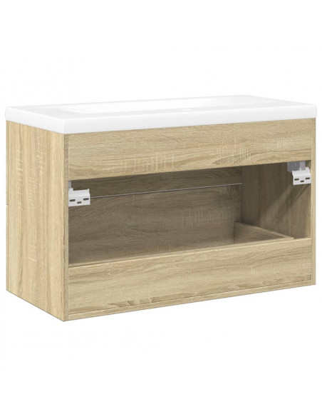 Set Mobili da Bagno 2 pz Rovere Sonoma in Legno Multistrato