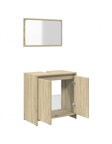 Set Mobili da Bagno 2 pz Rovere Sonoma in Legno Multistrato