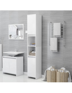 Set Mobili da Bagno 3 pz Bianco in Truciolato