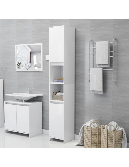 Set Mobili da Bagno 3 pz Bianco in Truciolato