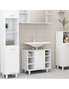 Set Mobili da Bagno 3 pz Bianco in Truciolato