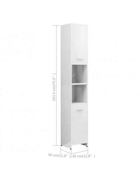 Set Mobili da Bagno 3 pz Bianco Lucido in Truciolato