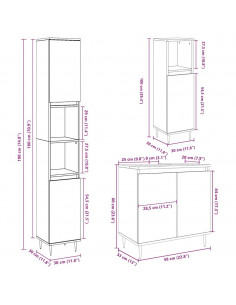 Set Mobili da Bagno 3 pz Grigio Cemento in Legno Multistrato